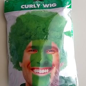 Adult size green curly wig